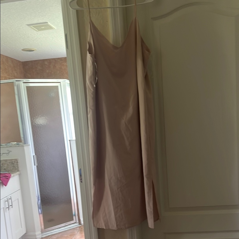 Charlotte Russe Cream Backless Slip Dress Scoop Neck